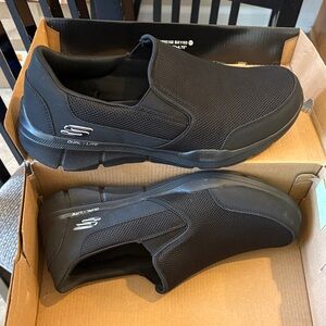 Skechers Men's Black Mesh Slip-Ons